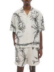 Inked camp collar shirt beige