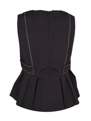 Stretch cotton v-neck pocket blouse