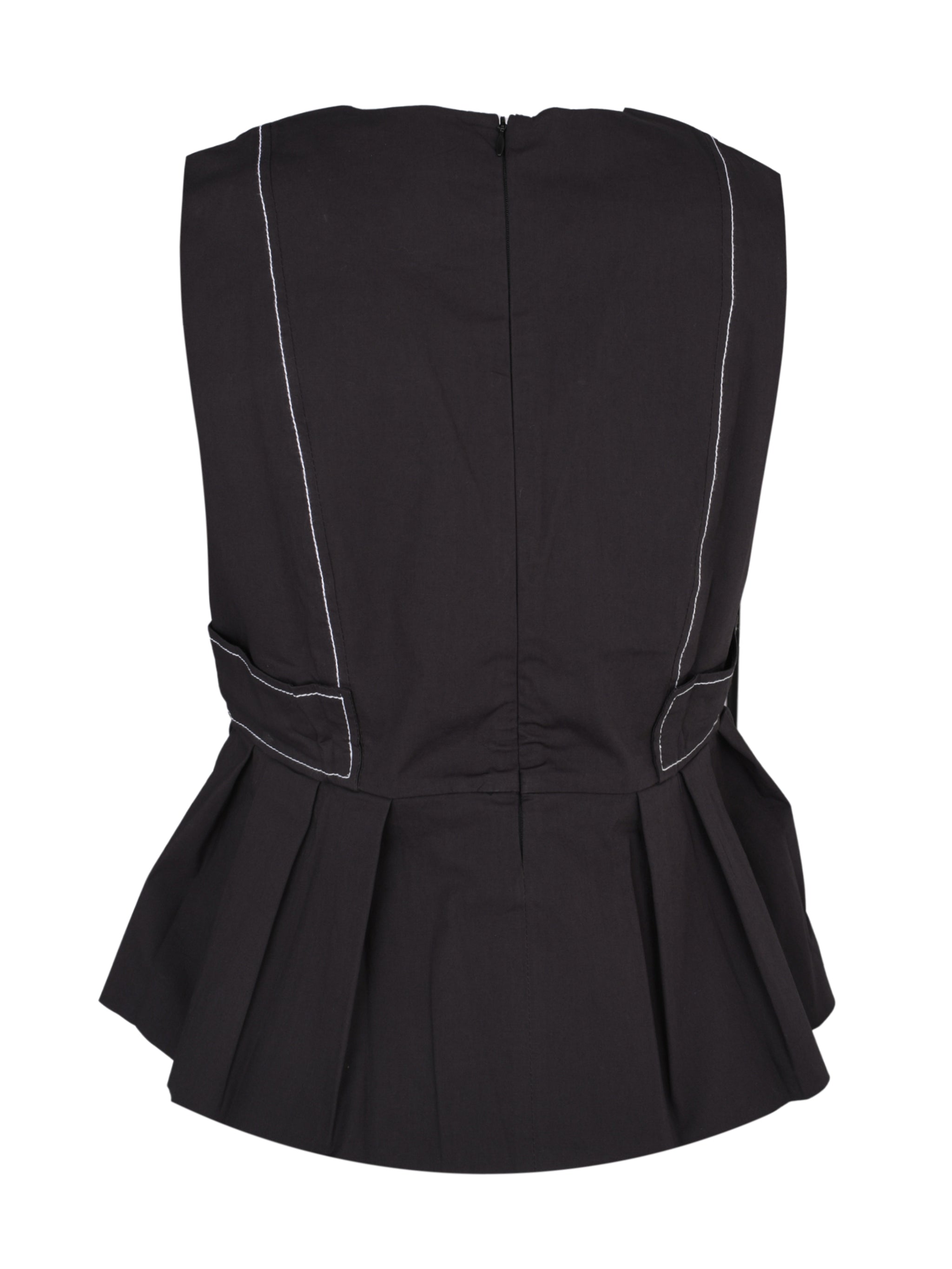 Stretch cotton v-neck pocket blouse