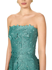 Floral- cut lace strapless a-line dress