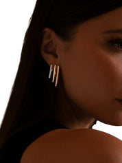 Geo earrings in sterling silver & 18k gold vermeil & rhodium and white cz