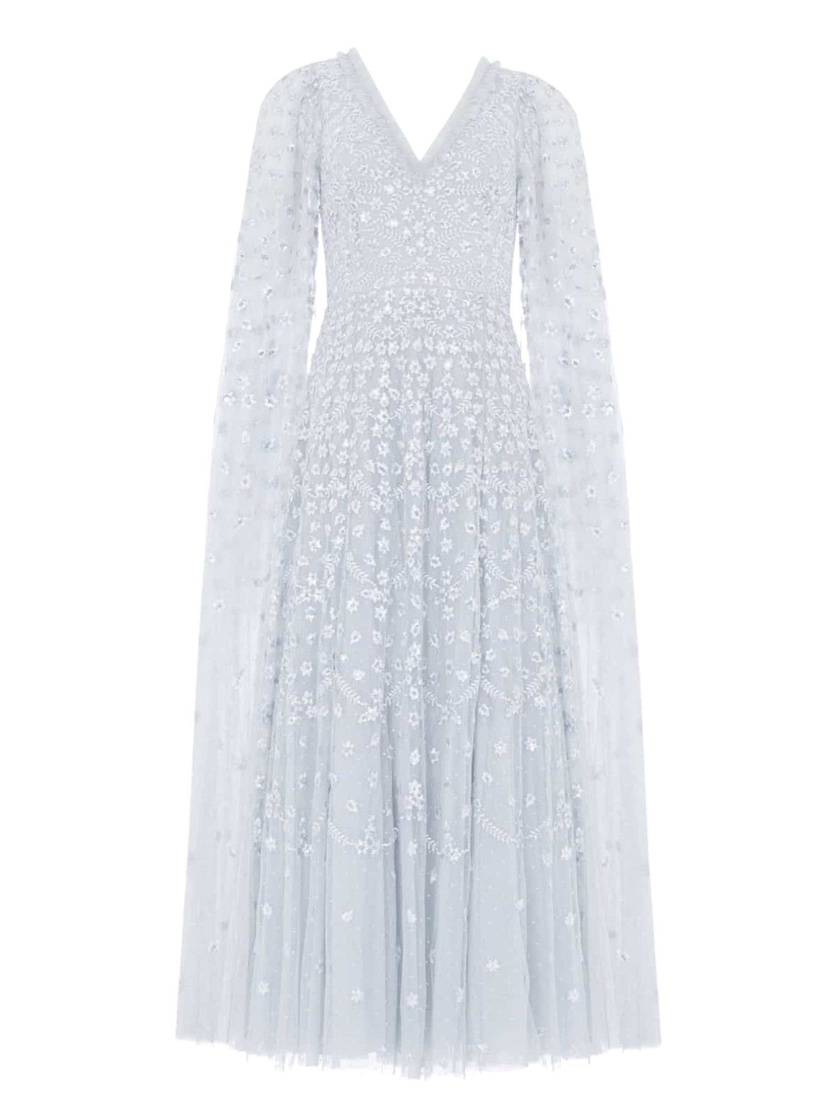 Clover cape sleeve ankle gown