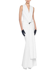 Gilet with a back zipper closure featuring front draping and a premium metal accessory detail
