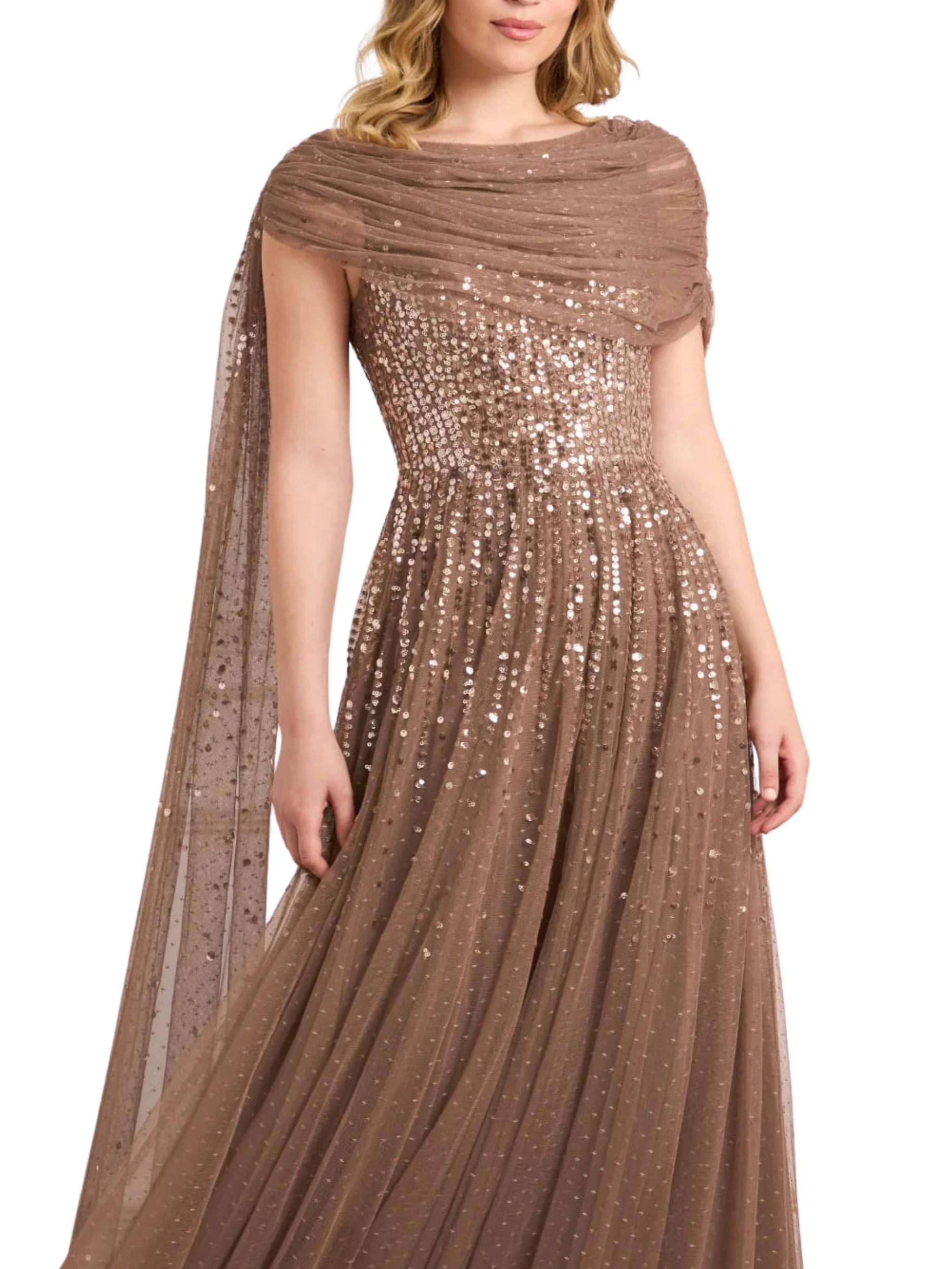 Moonlight sequin draped gown