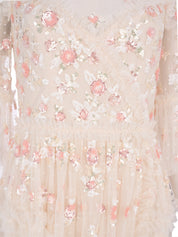 Shimmer ditsy long sleeve gown