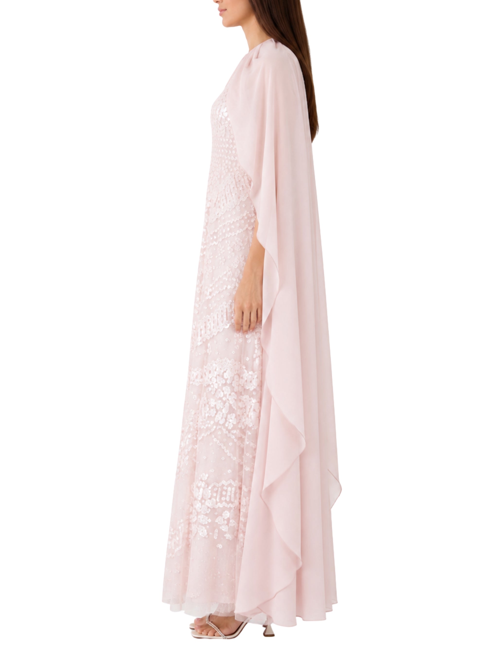 Anais sequin cape gown