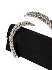Karma Stone-Encrusted Satin Clutch Black
