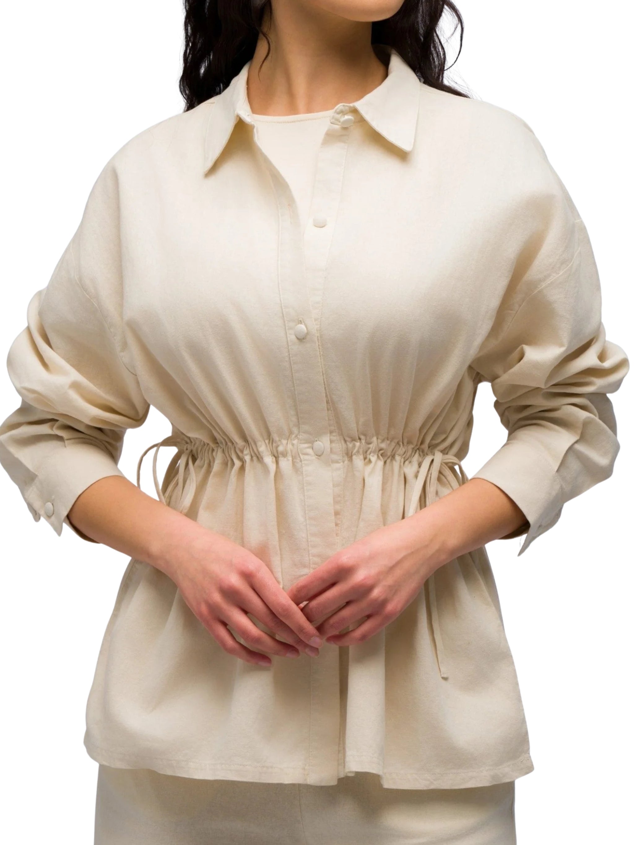 Drawstring linen shirt