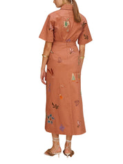 Dusty embroidered midi skirt