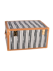 Modern,kutnu ikat & leather medium decorative trunk