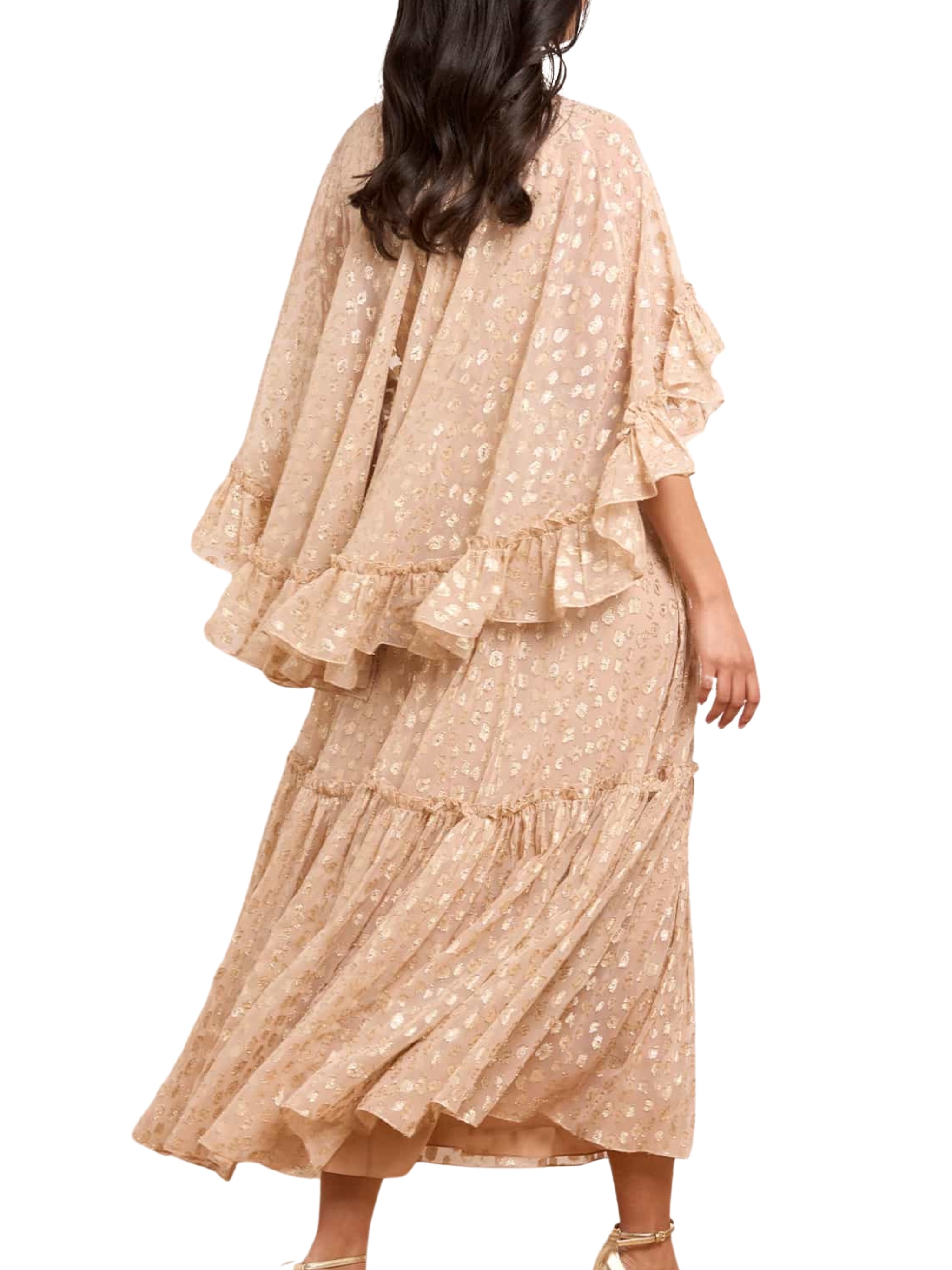 HARPER LUREX CAPE ANKLE GOWN