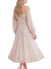 Confetti gloss off-shoulder ballerina dress