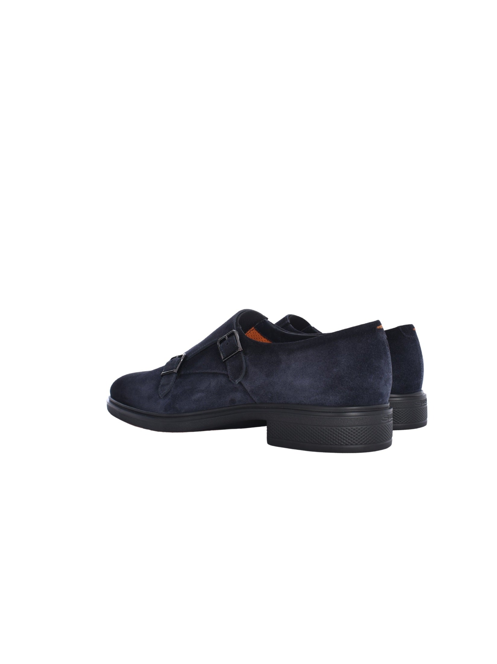 Men's blue suede monk shoes