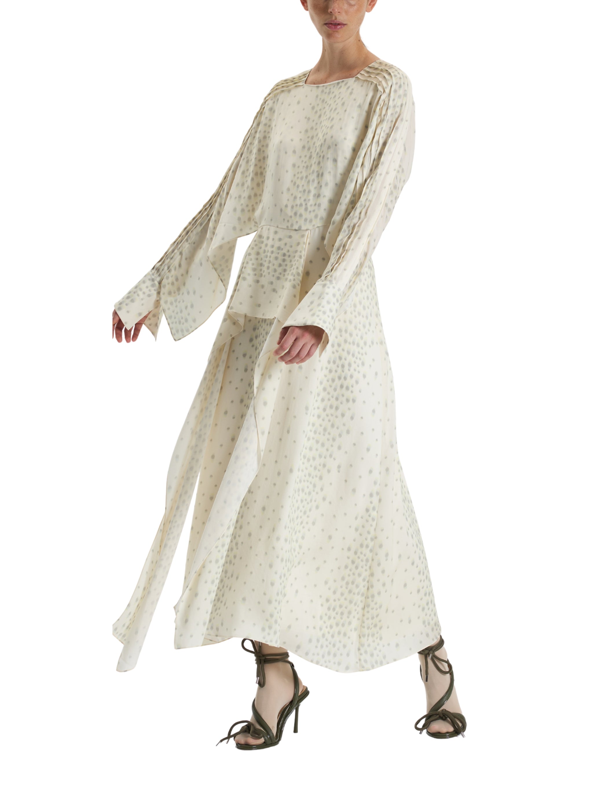 ECRU PATTERNED LONG DRESS