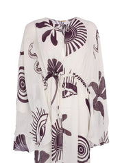 Deep v-neck kaftan featuring extra long flared sleeves