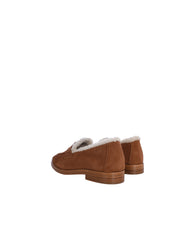 CARAMEL AND IVORY CURLY SHEARLING LOFTY FLANEUR