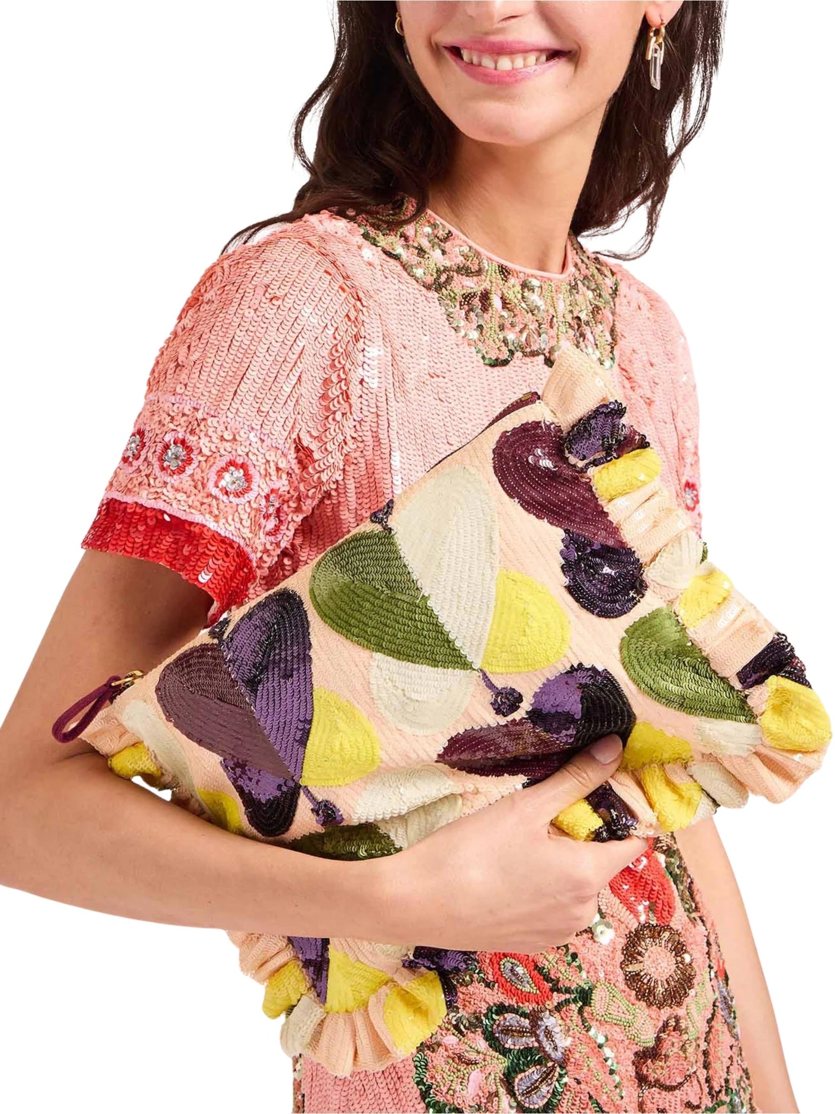 Embroidered hand pochette