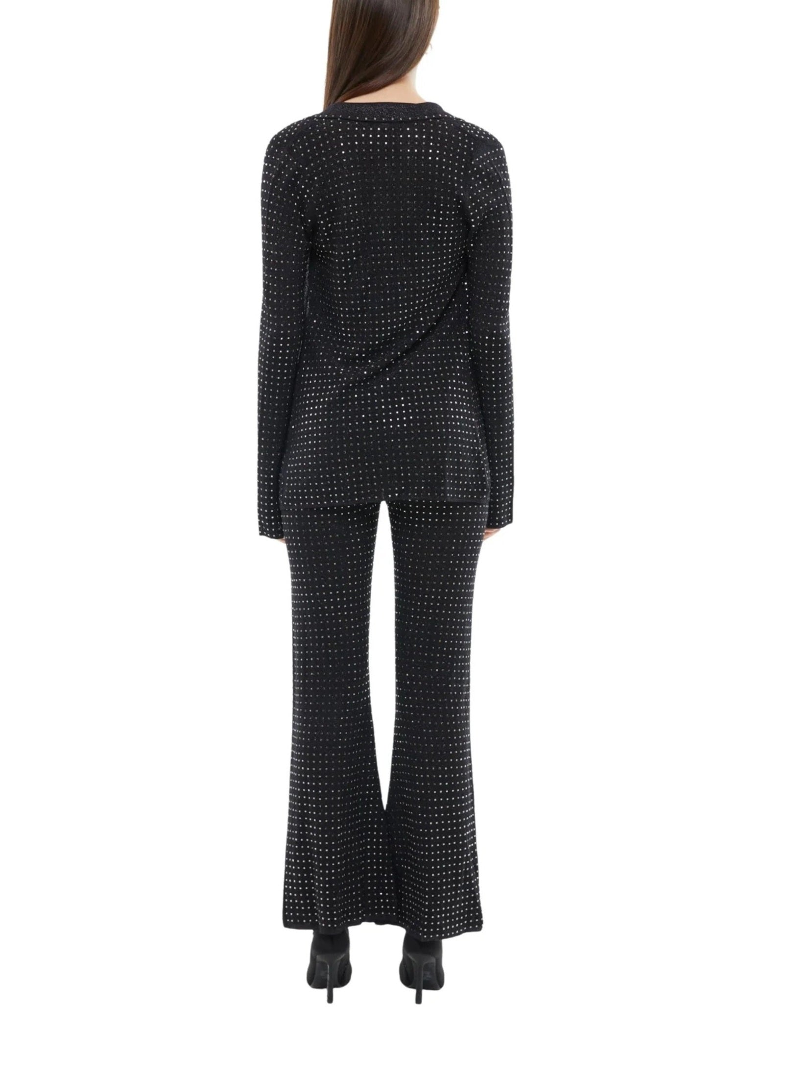 Pants with all over crystal details in black