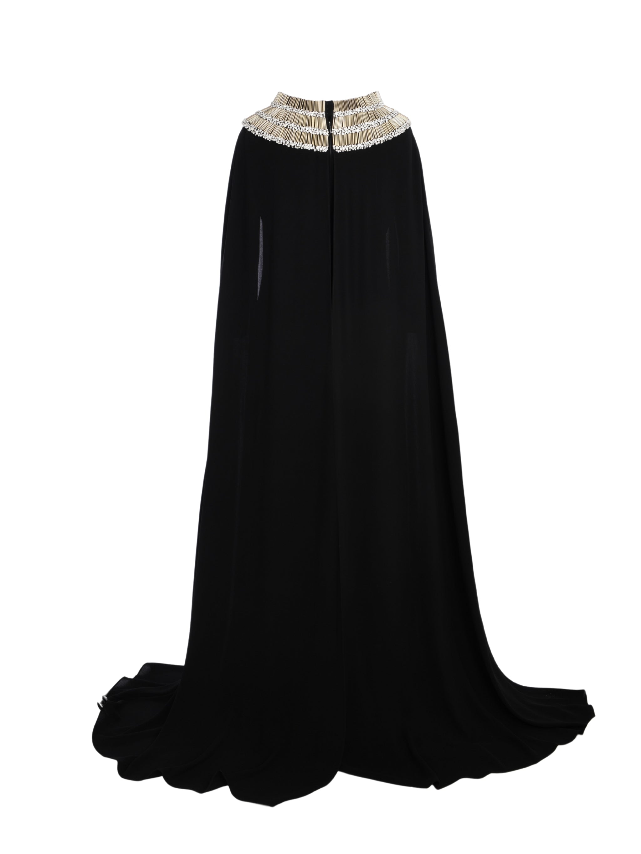 CREPE DRESS WITH EMBROIDERED NECKLINE