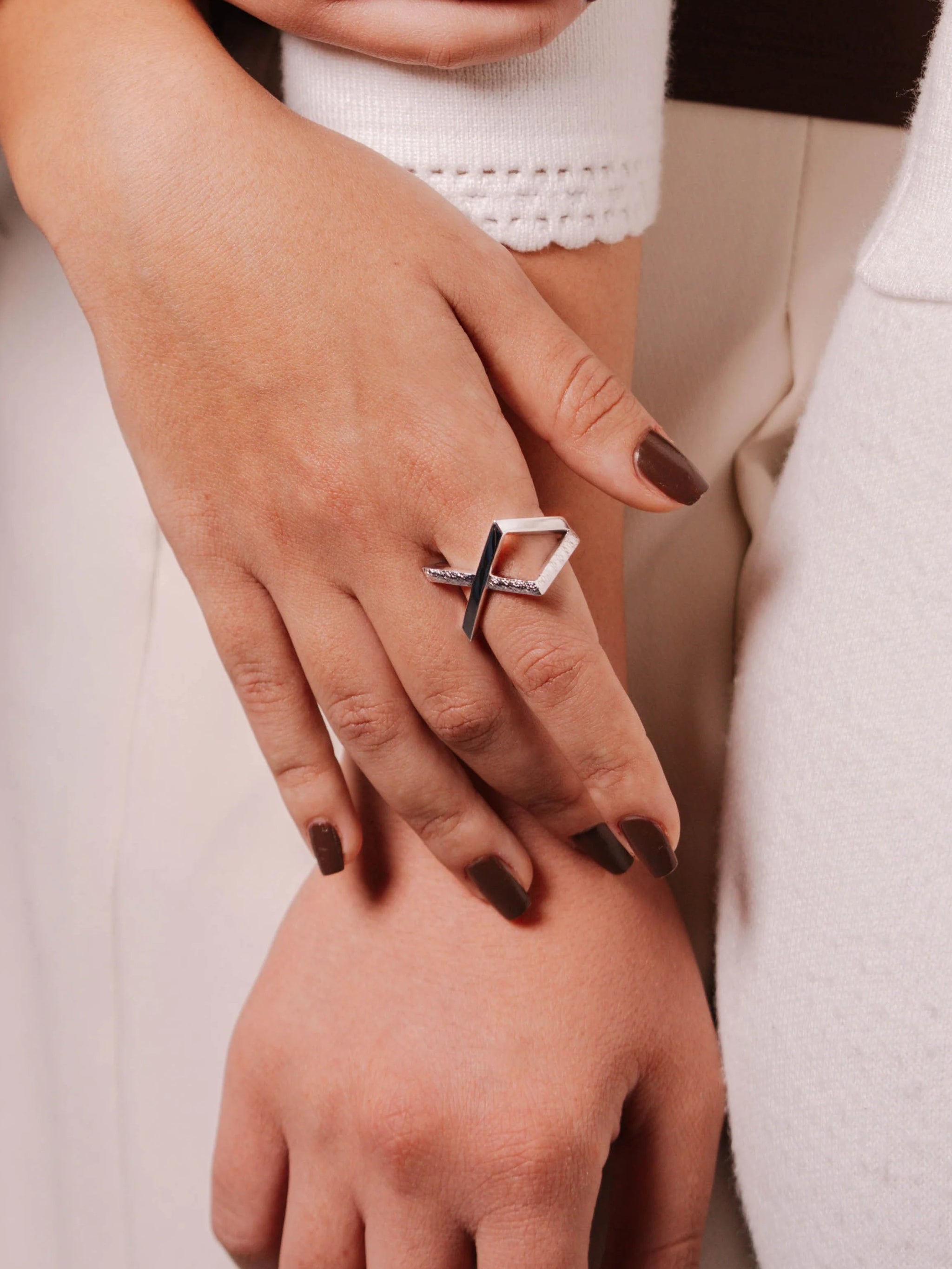 Najdi x ring in sterling silver & 18k gold vermeil and white cz