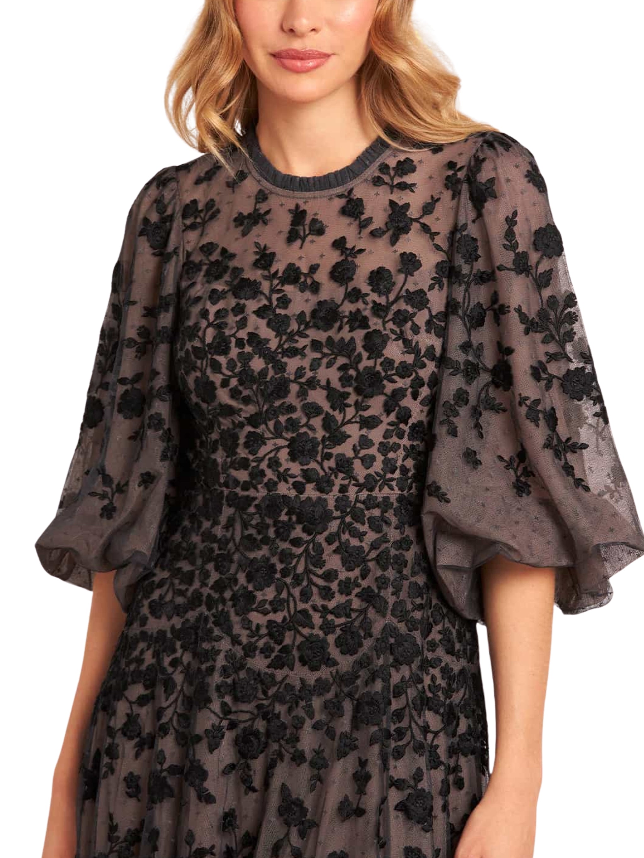 SYLVIA ROSE ROUND NECK ANKLE GOWN