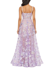 Midnight embroidered floral gown