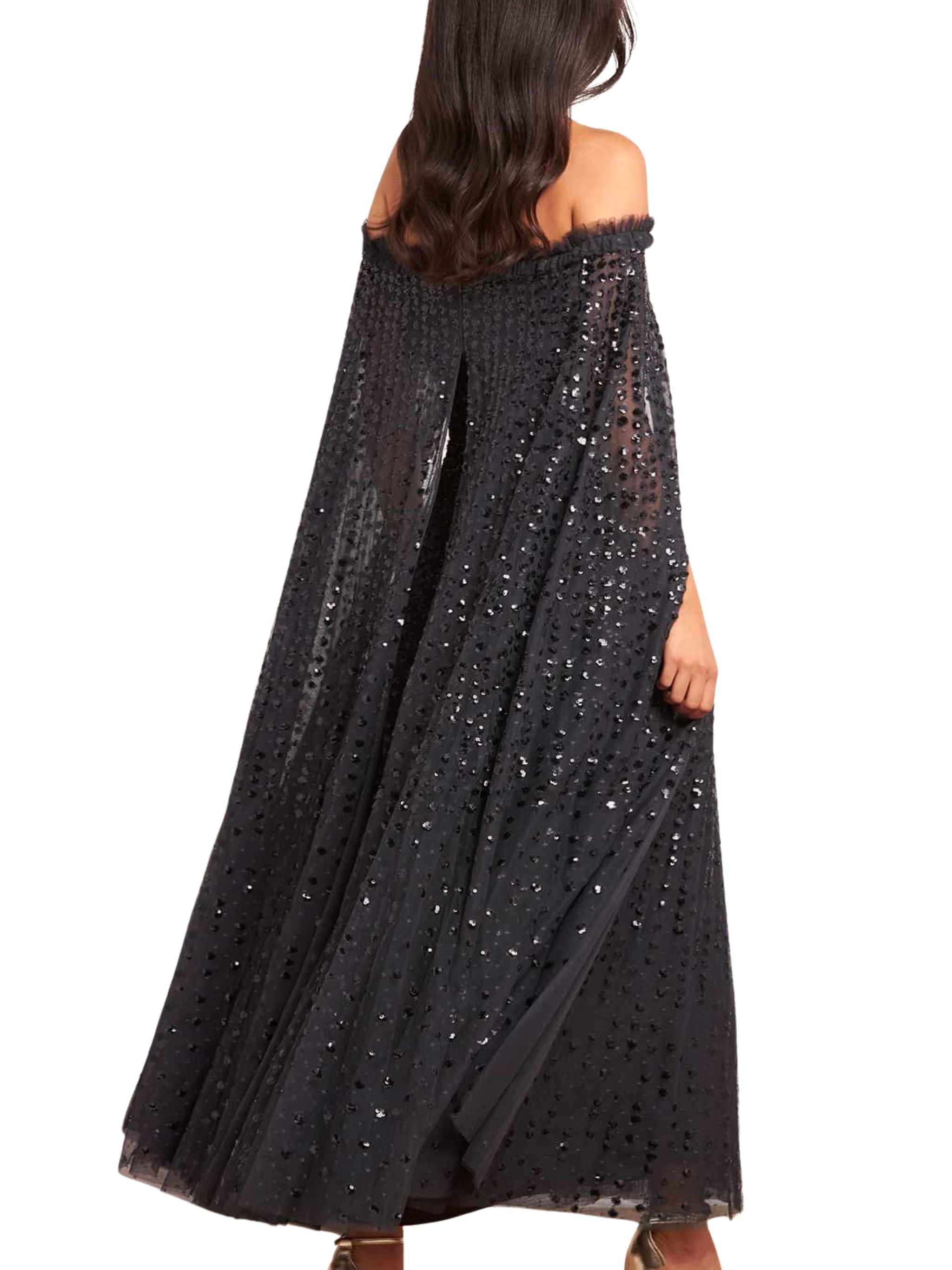 RAINDROP CAPE ANKLE GOWN