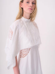 White Linen Dress with Lace Details