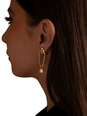 J earrings in sterling silver & rhodium and white cz