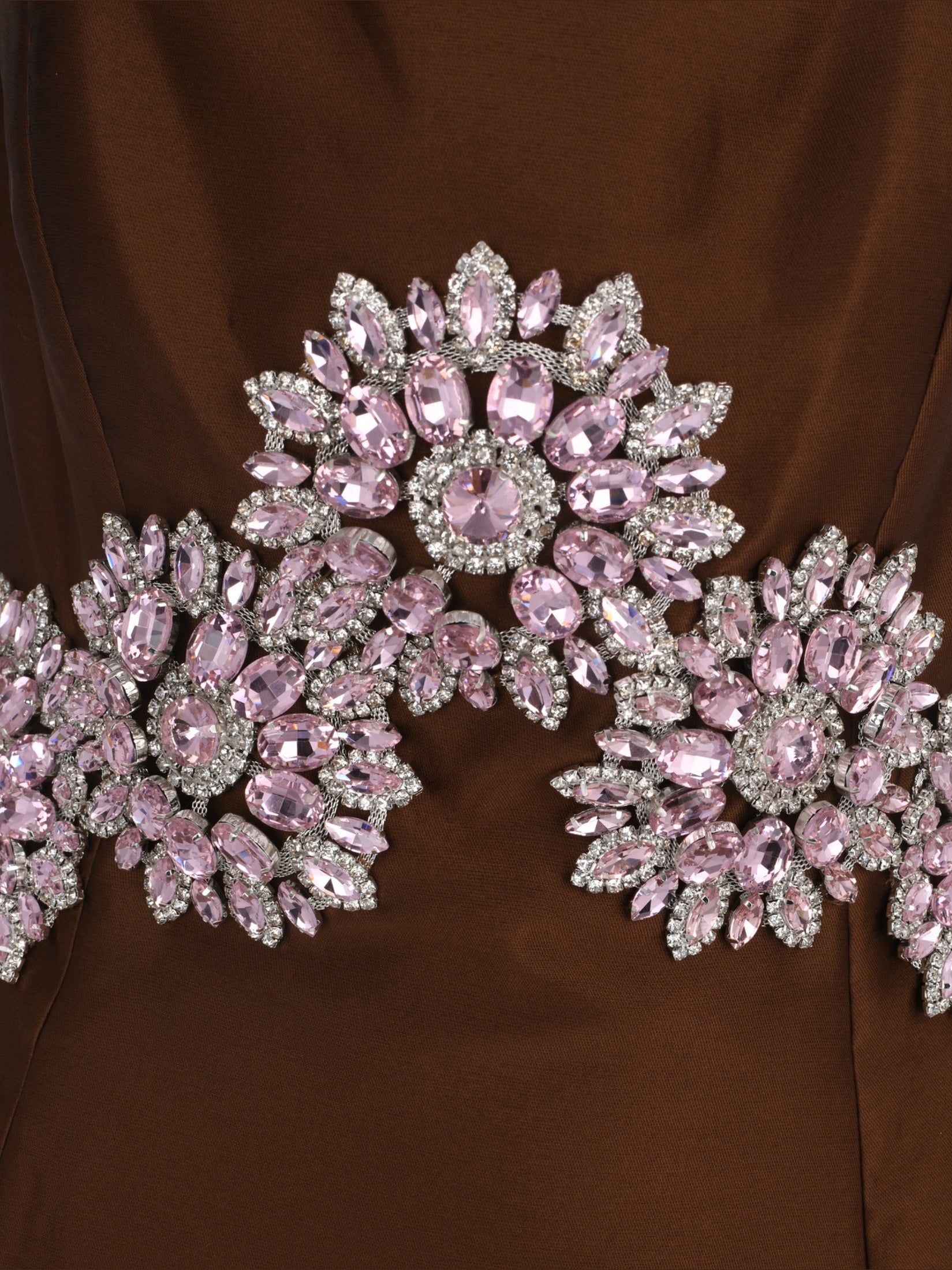 Silk - blend mikado hi-ho dress w. crystals details