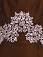 Silk - blend mikado hi-ho dress w. crystals details