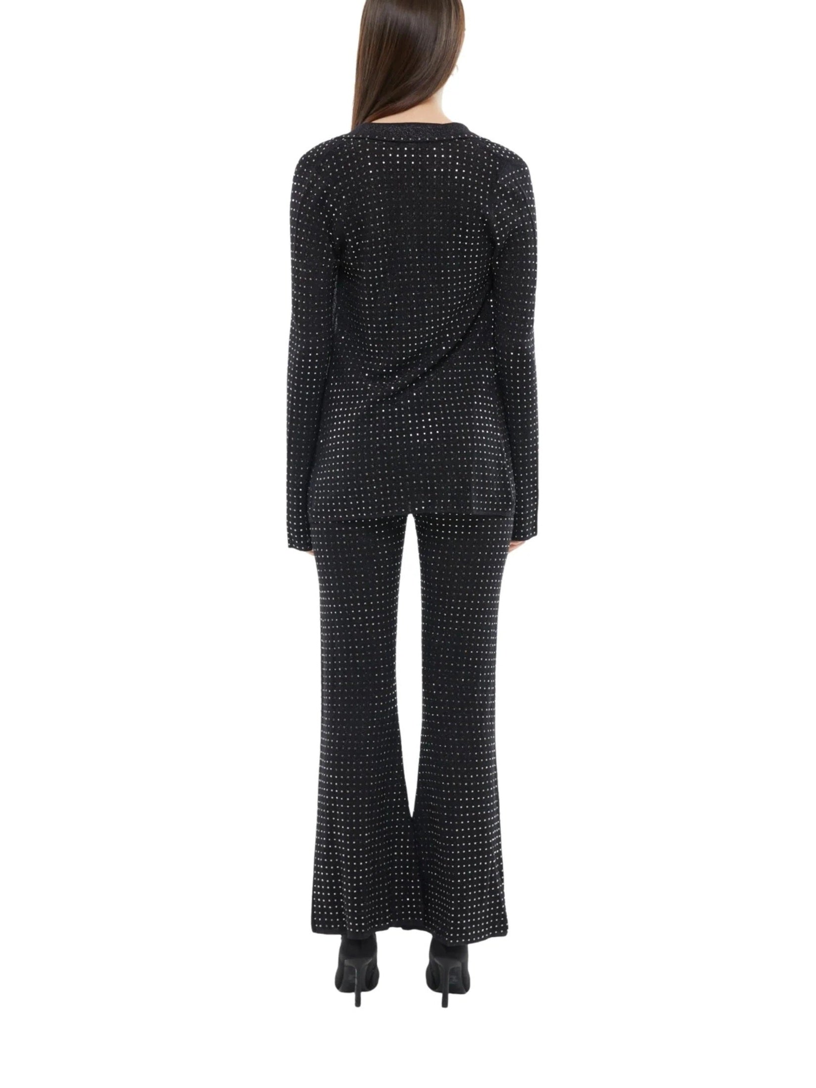 The shirt cardigan with all over crystal details in black