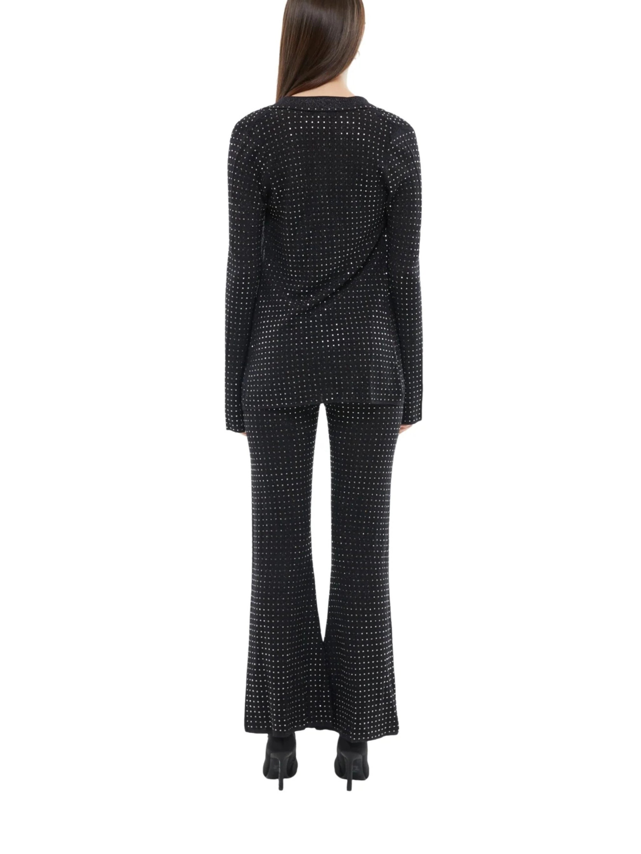 THE SHIRT CARDIGAN WITH ALL OVER CRYSTAL DETAILS IN BLACK