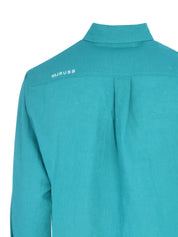 TURQUOISE LINEN LONG SLEEVE SHIRT