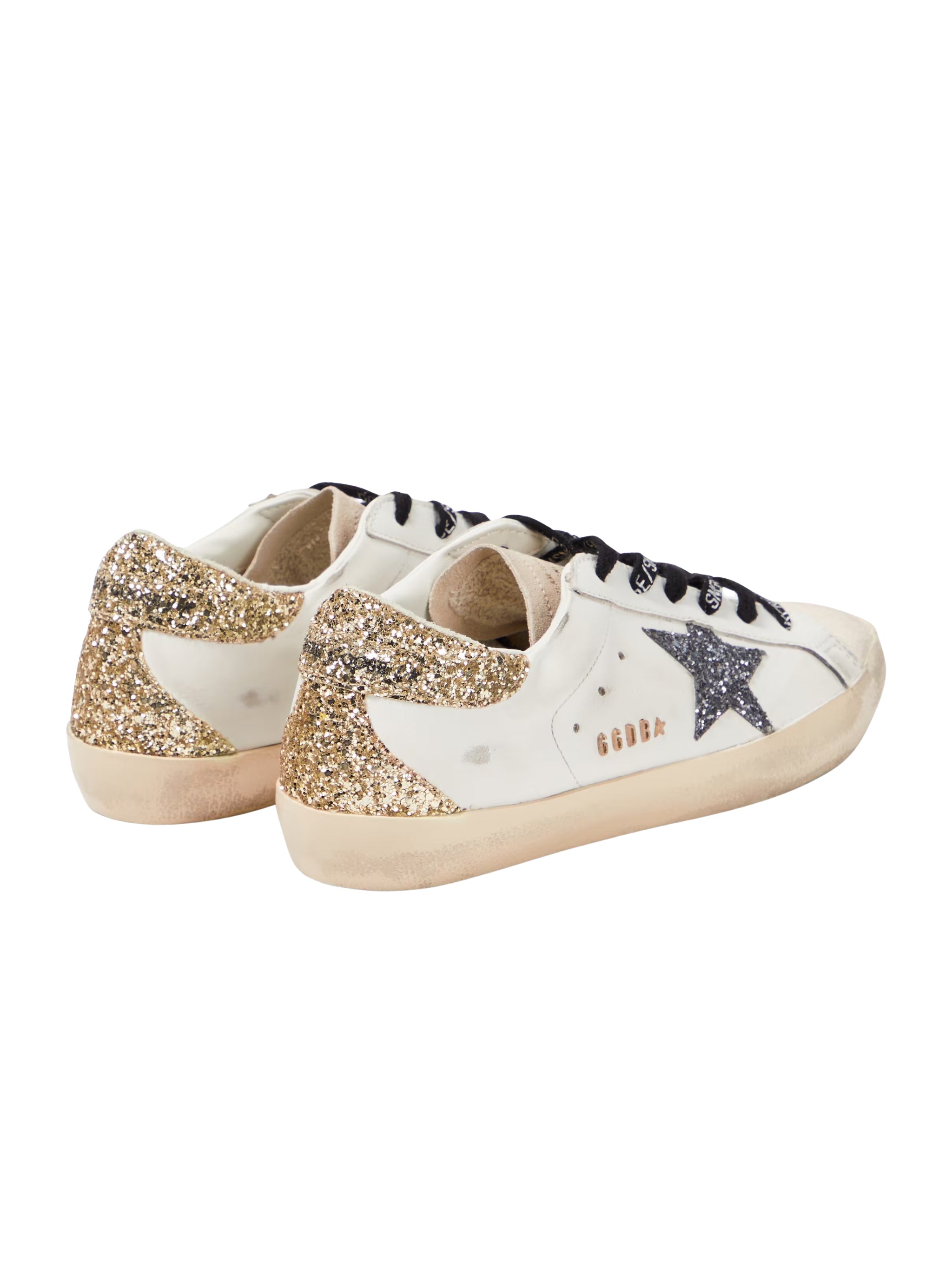 Super-star leather upper glitter star heel and spur metal lettering