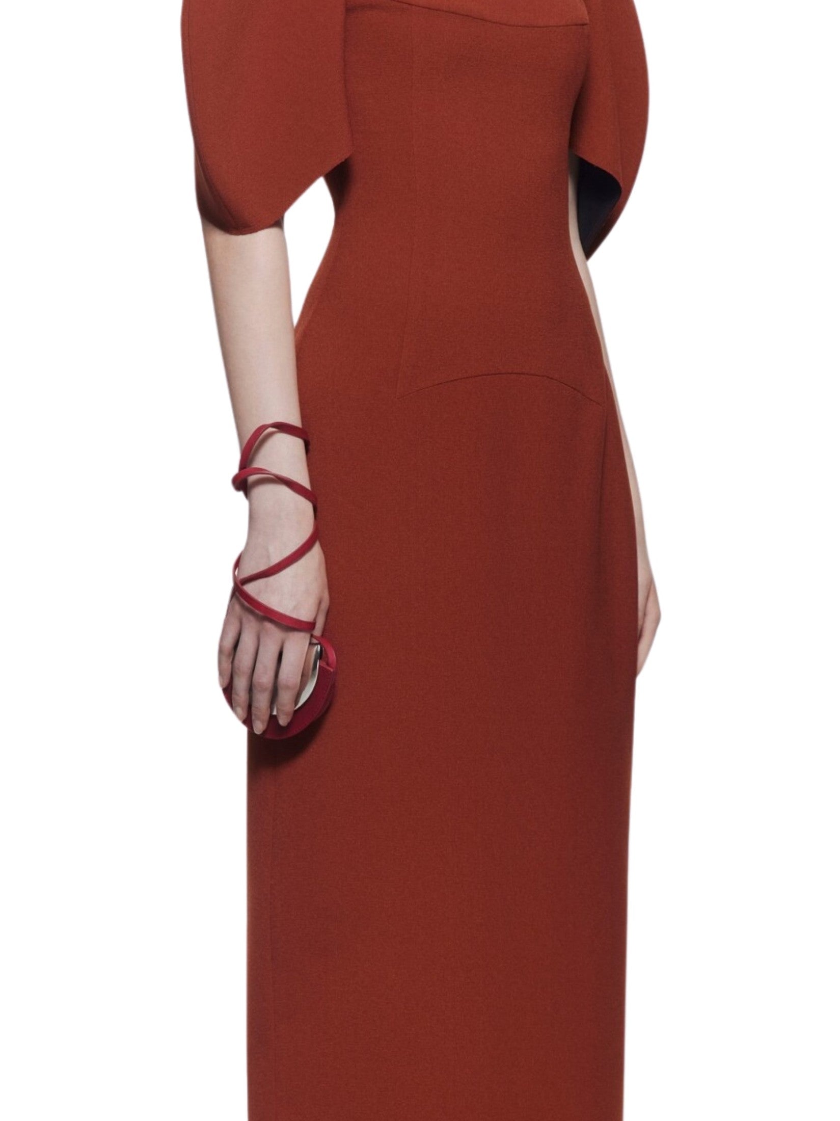 Midi dress with puff sleeves and padded yoke