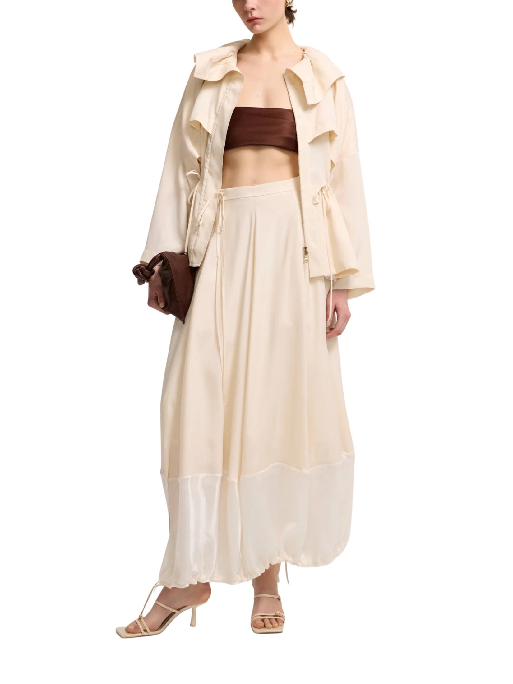Long skirt with gathered detail