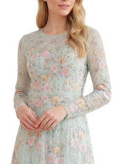 Garden rose long sleeve ankle gown