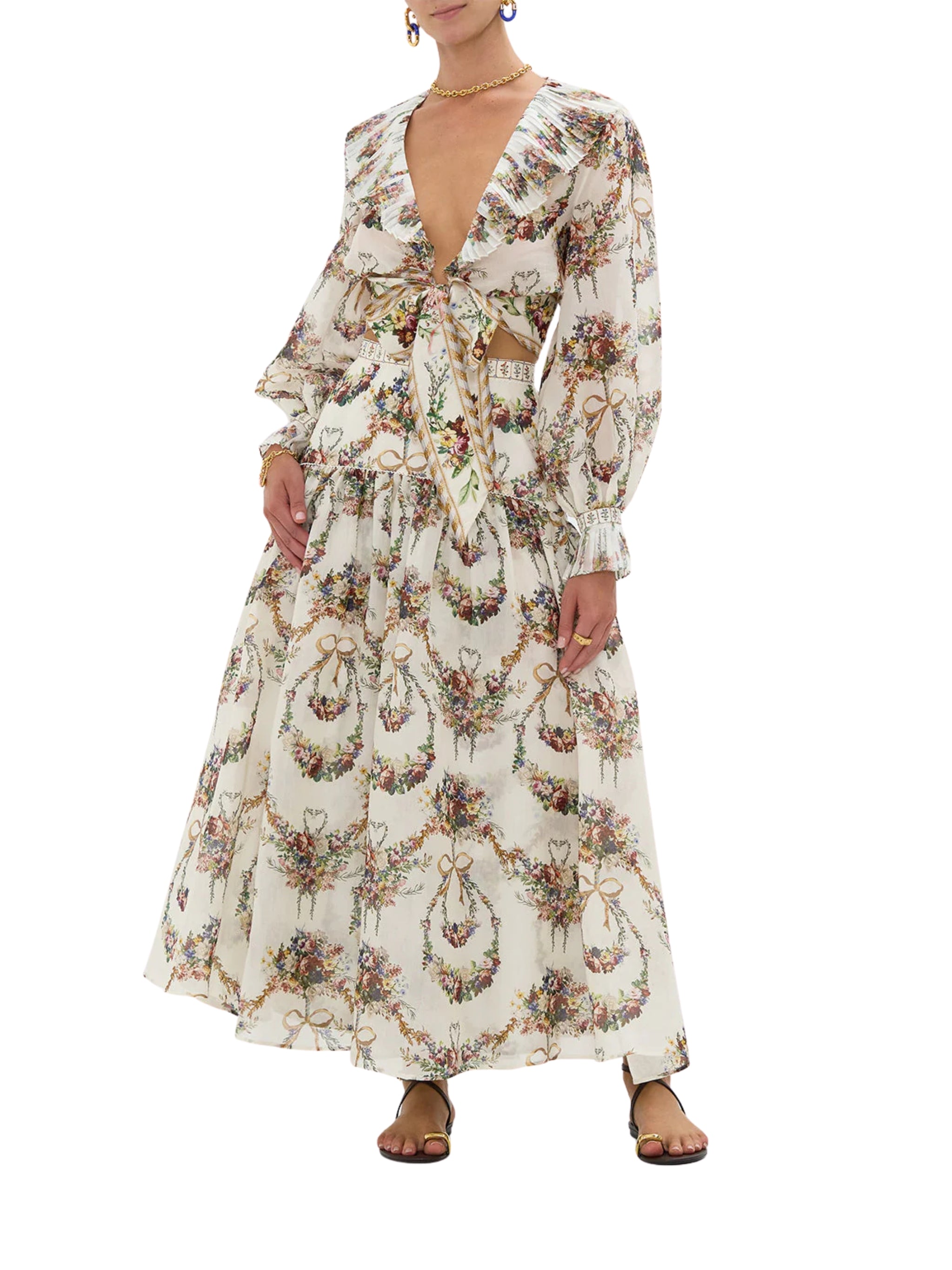 CROPPED WRAP TOP WITH PLEATED DETAIL