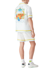 White Tennis Landscape Silk Shorts