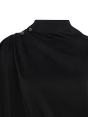 ENVER SATIN DRAPED TOP WITH PIERCING DETAIL