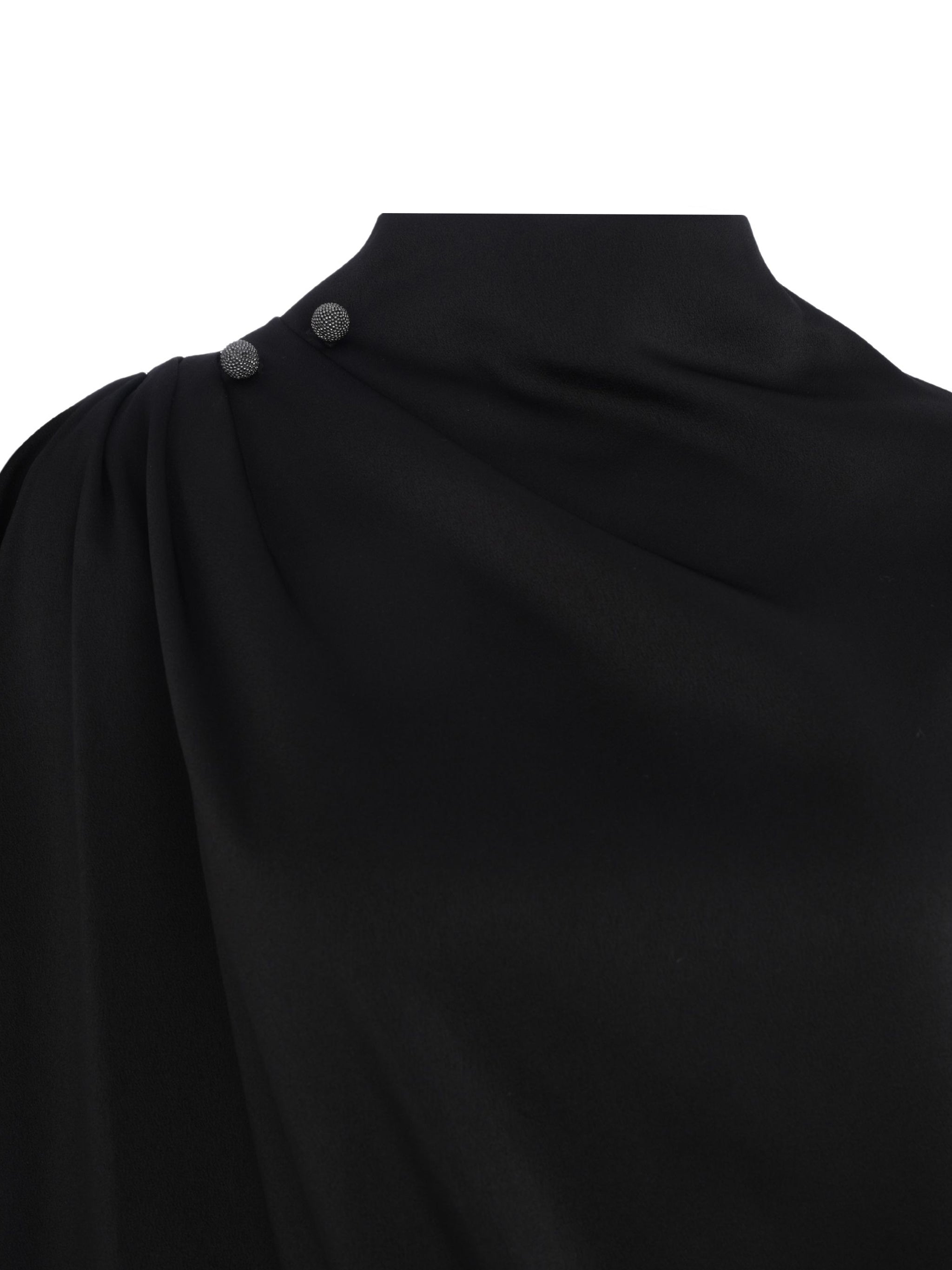 ENVER SATIN DRAPED TOP WITH PIERCING DETAIL