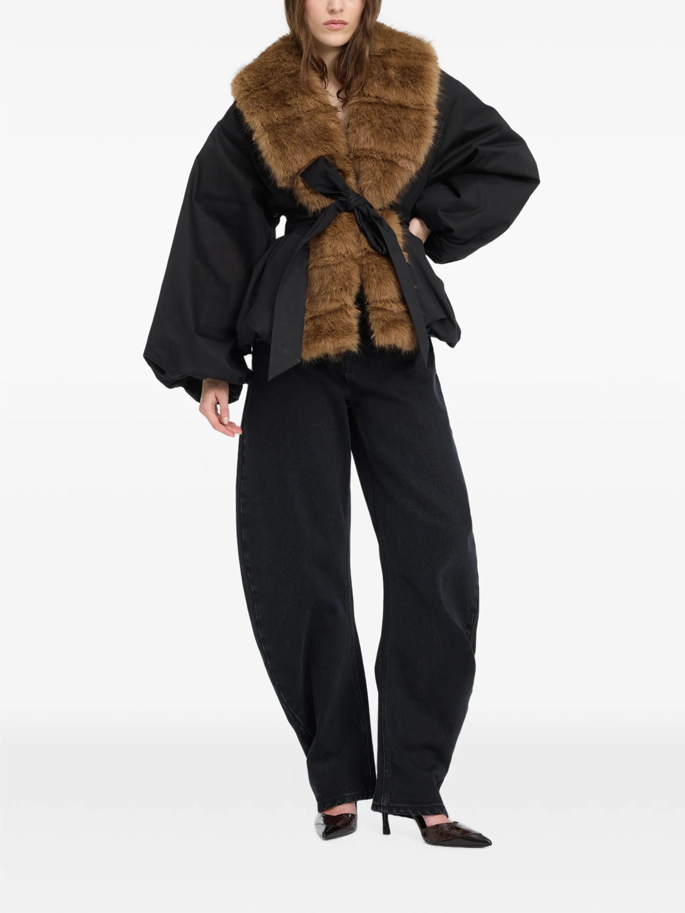 Faux fur collar jacket