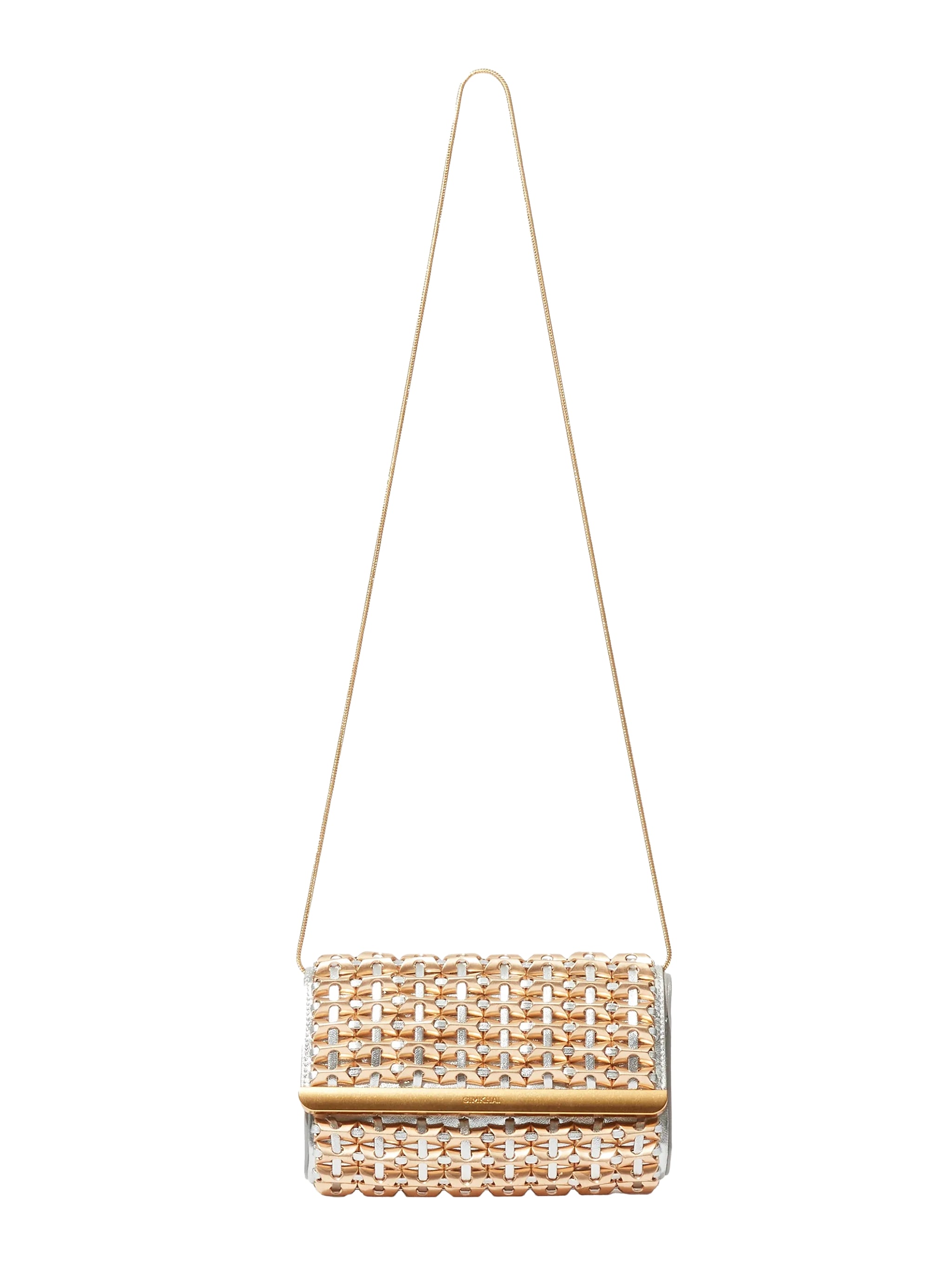 Rola beaded metallic clutch