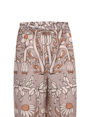 Fia twill silk print straight leg long pant