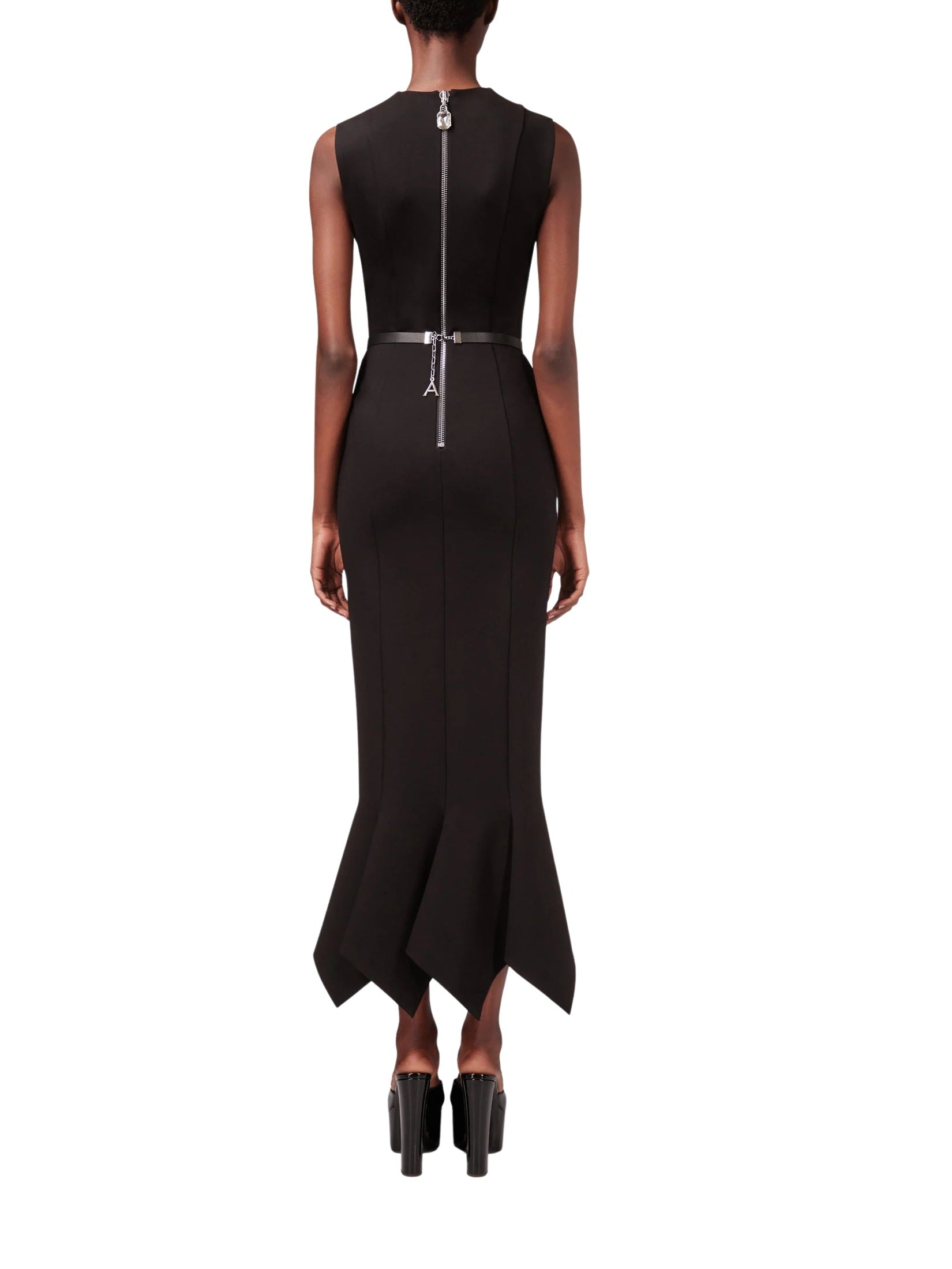 Handkerchief zipper midi dress
