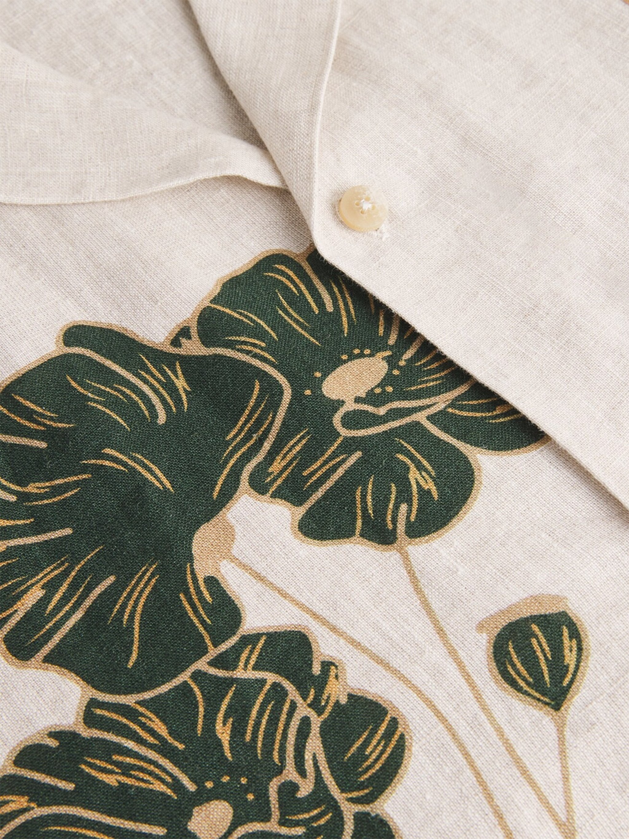 ROBERTO LINEN SS SHIRT LINEAR FLORAL PRINT