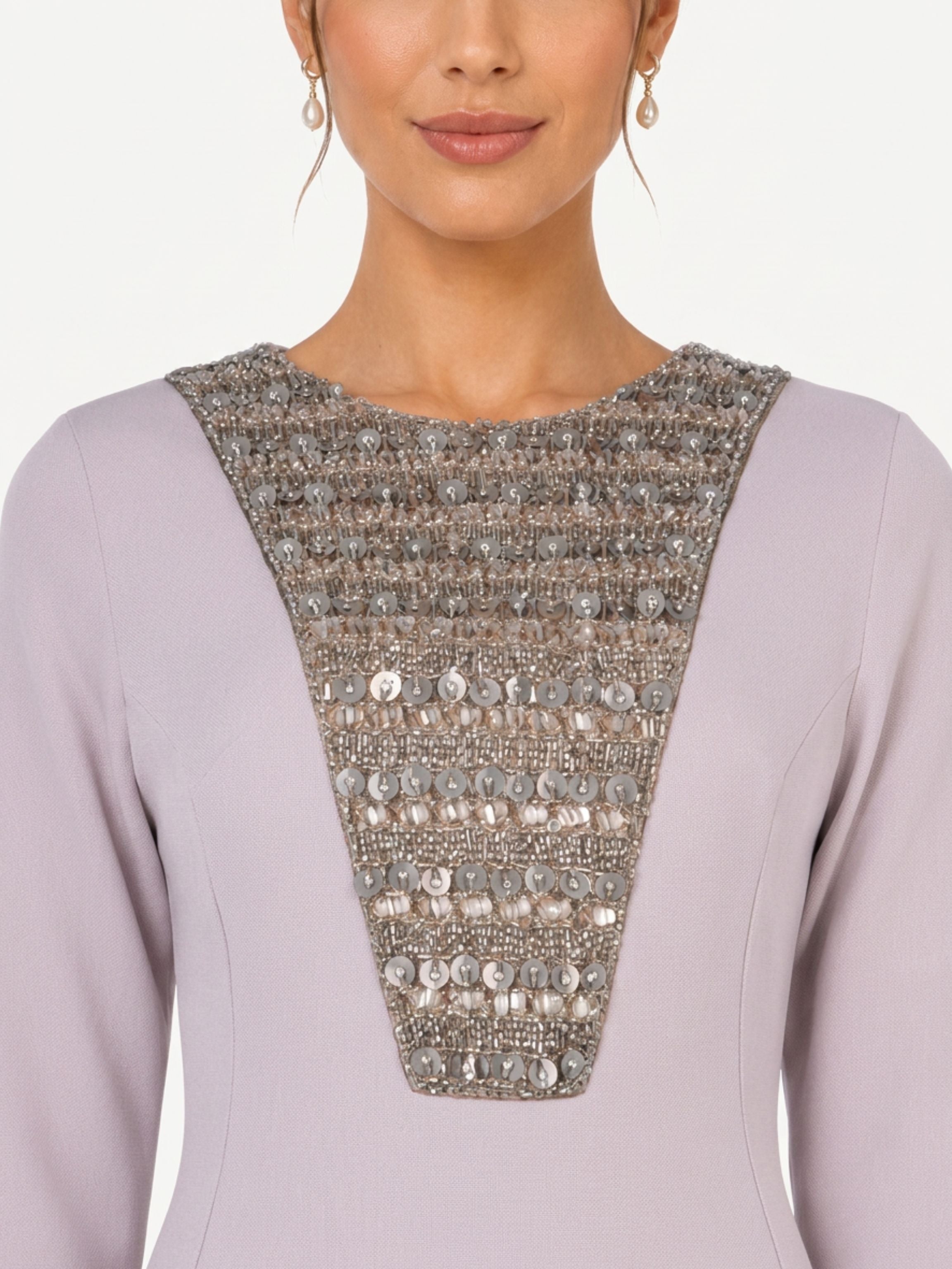 Hand embroiderd chest long sleeves off shoulder dress full cover modest dress fish cut