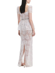 WHITE TULLE LACE MAXI DRESS