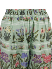 Pita organza silk print cocoon 7/8 length pant with full elastic waistband